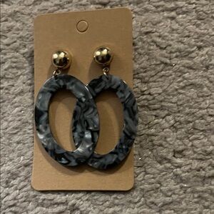 Chic Black and Gold Marbled Earrings